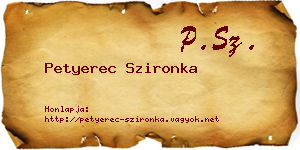 Petyerec Szironka névjegykártya